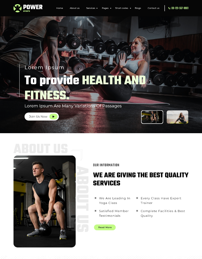 Free Fitness Gym Wordpress Theme