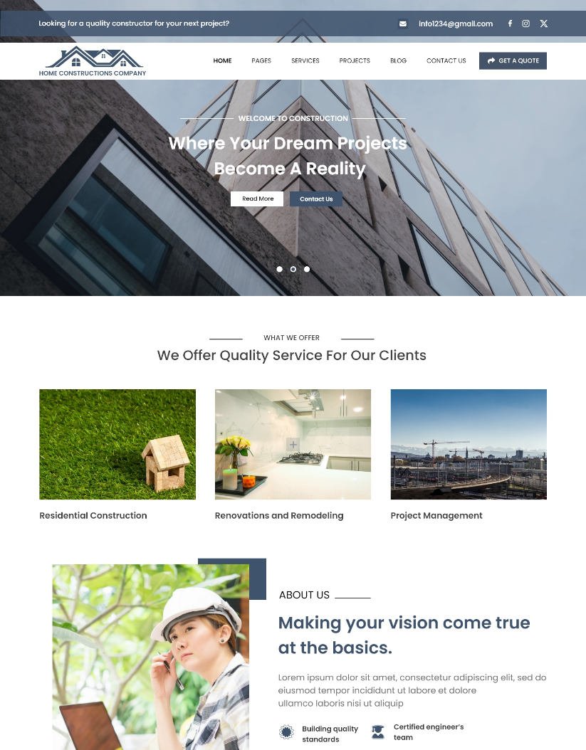 Prime Home Construction wordpress Theme