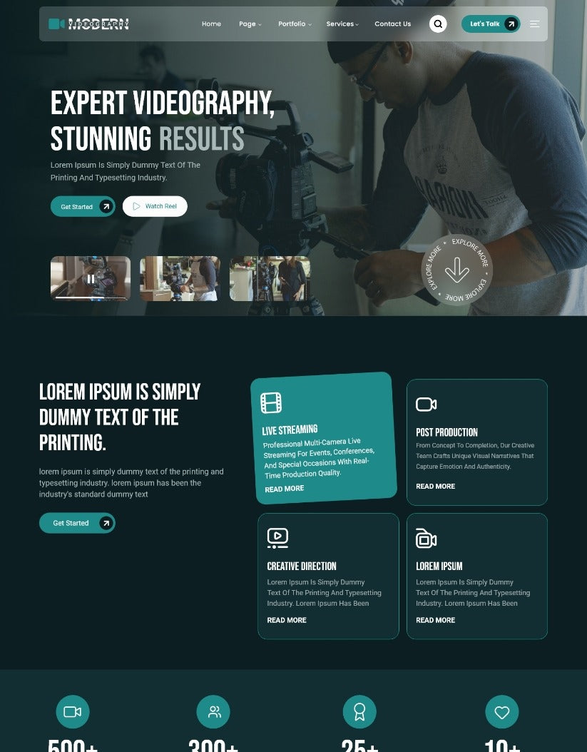 Premium Modern Videography Studio WordPress theme