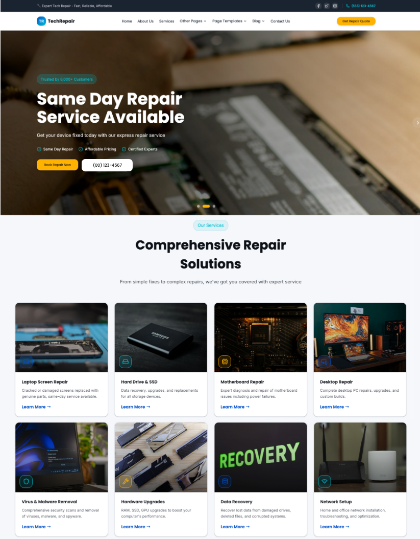 Free Computer Repair Solutions WordPress Theme