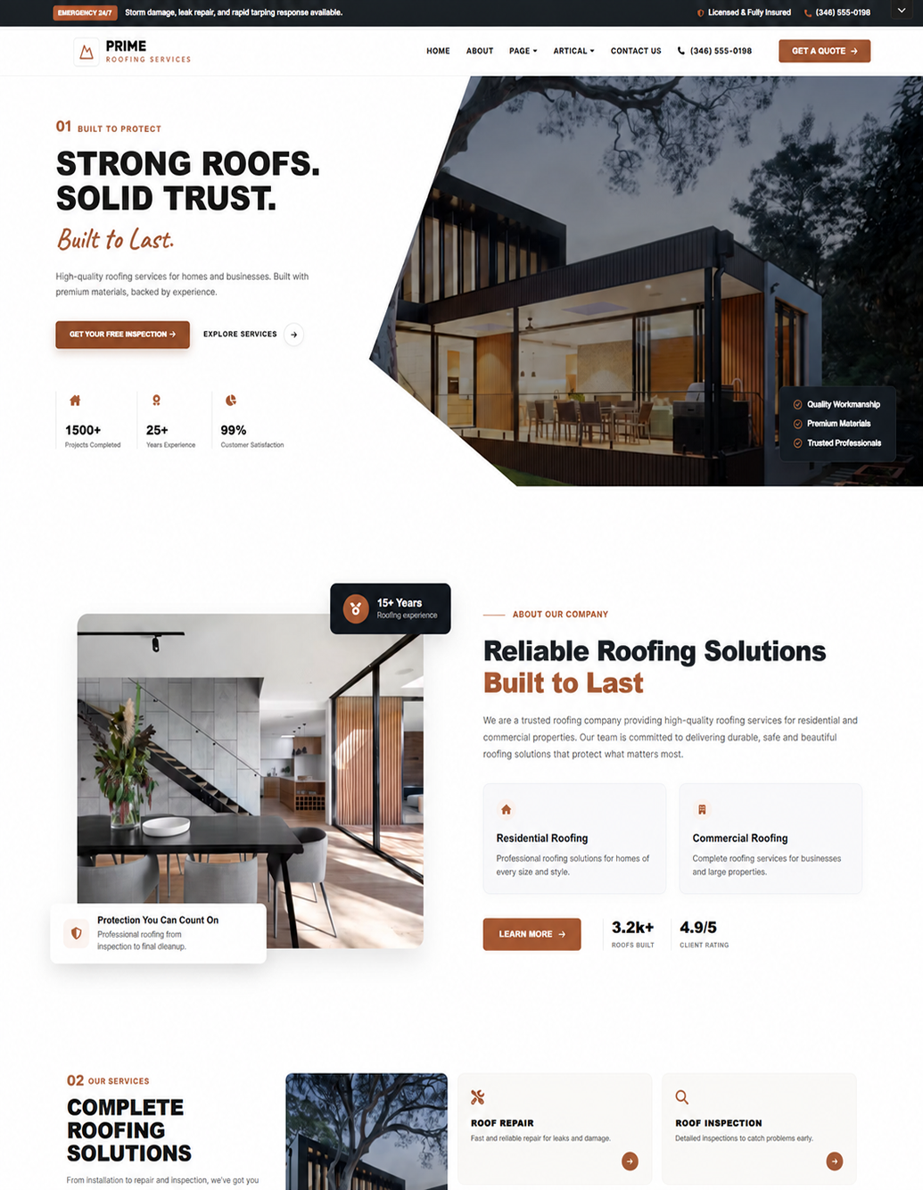 Premium Prime Roofing Services WordPress theme
